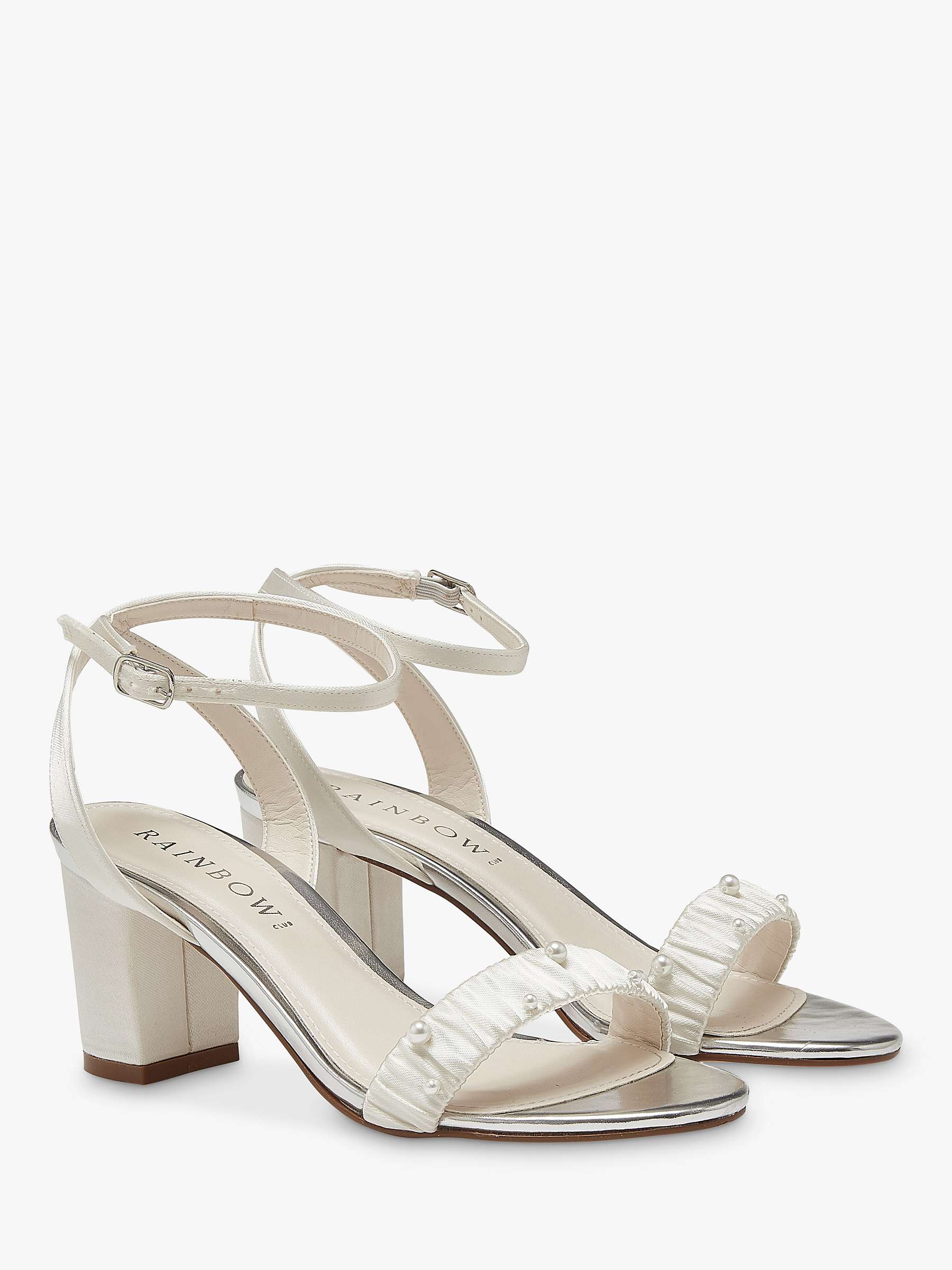 Buy Rainbow Club Florence Ivory Pearl Detail Wedding Sandals, Ivory Satin Online at johnlewis.com