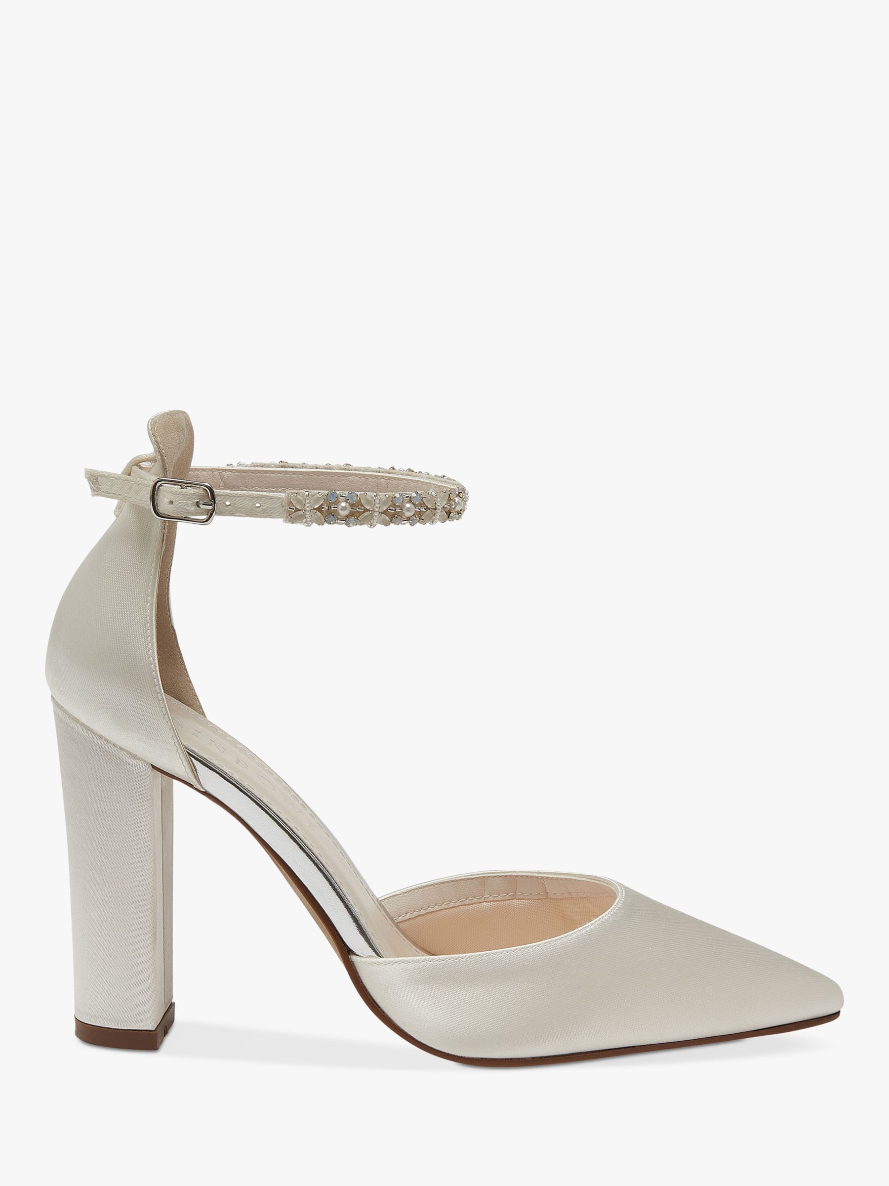 Rainbow Club Amelie Embellished Satin Court Shoes, Ivory at John Lewis ...