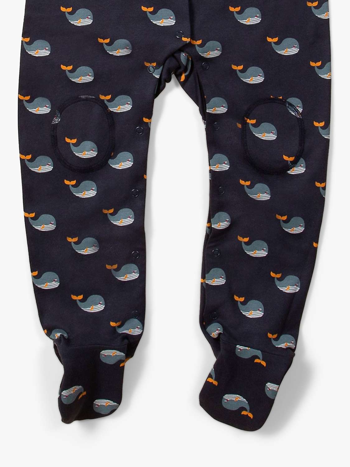 Buy Little Green Radicals Kids' Adaptive Organic Cotton Whale Song Print Sleepsuit, Navy Online at johnlewis.com