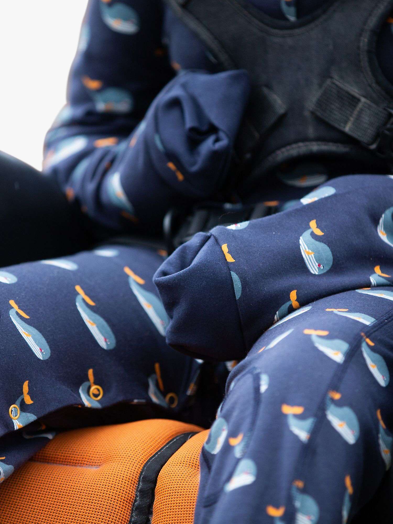 Buy Little Green Radicals Kids' Adaptive Organic Cotton Whale Song Print Sleepsuit, Navy Online at johnlewis.com