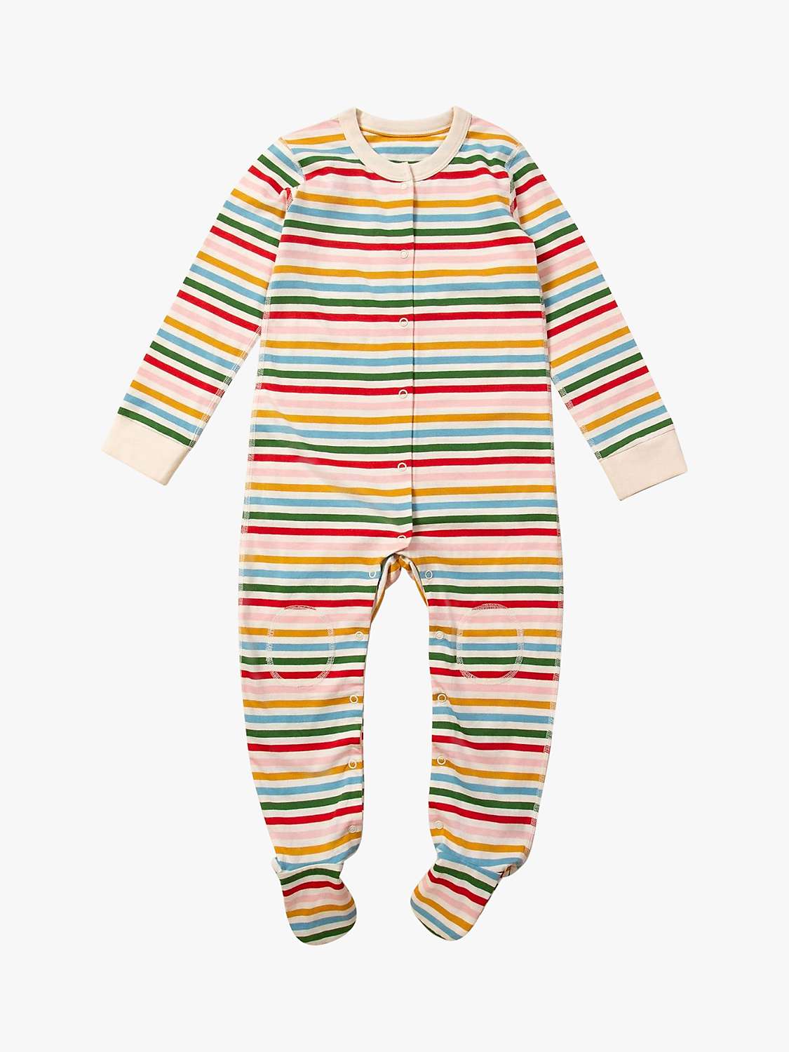 Buy Little Green Radicals Kids' Adaptive Organic Cotton Summer Rainbow Striped Sleepsuit, Multi Online at johnlewis.com