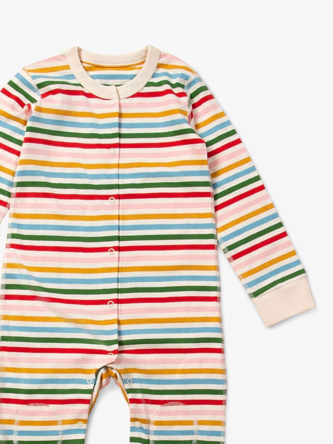 Little Green Radicals Kids' Adaptive Organic Cotton Summer Rainbow Striped Sleepsuit, Multi, 18-24 months