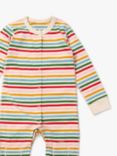 Little Green Radicals Kids' Adaptive Organic Cotton Summer Rainbow Striped Sleepsuit, Multi