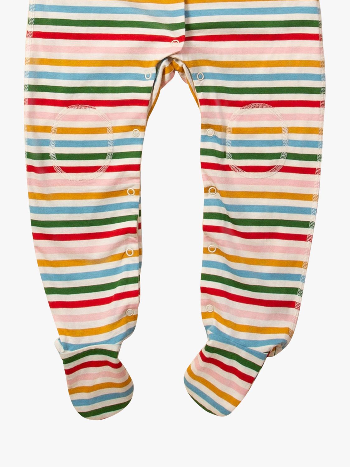 Little Green Radicals Kids' Adaptive Organic Cotton Summer Rainbow Striped Sleepsuit, Multi, 18-24 months