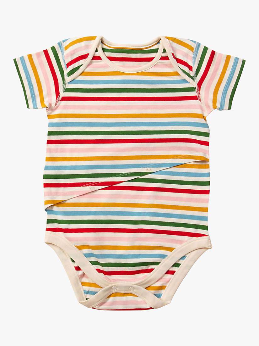 Buy Little Green Radicals Kids' Adaptive Organic Cotton Summer Rainbow Striped Bodysuit, Multi Online at johnlewis.com