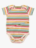 Little Green Radicals Kids' Adaptive Organic Cotton Summer Rainbow Striped Bodysuit, Multi