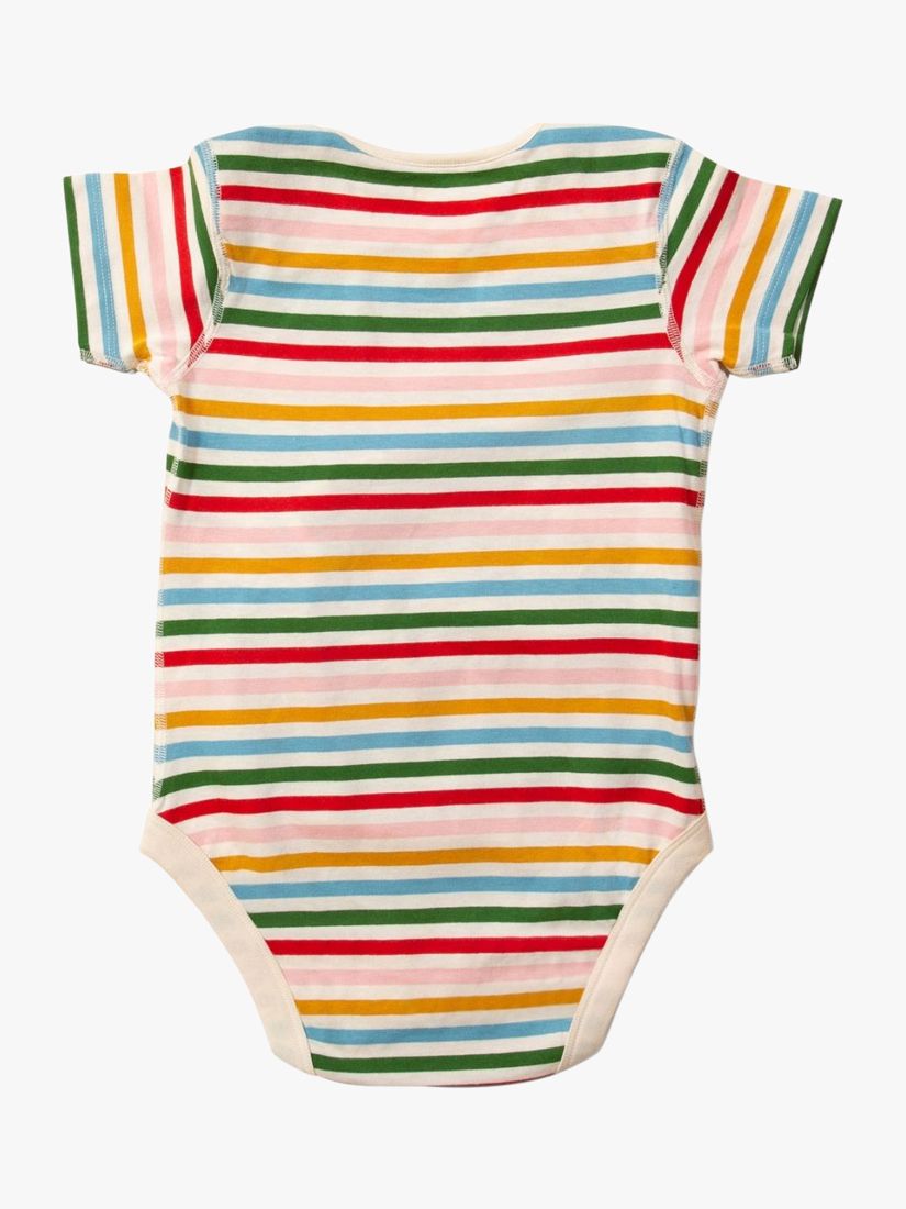 Little Green Radicals Kids' Adaptive Organic Cotton Summer Rainbow Striped Bodysuit, Multi, 18-24 months