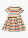 Little Green Radicals Kids' Adaptive Organic Cotton Summer Rainbow Striped Easy Peasy Dress, Multi