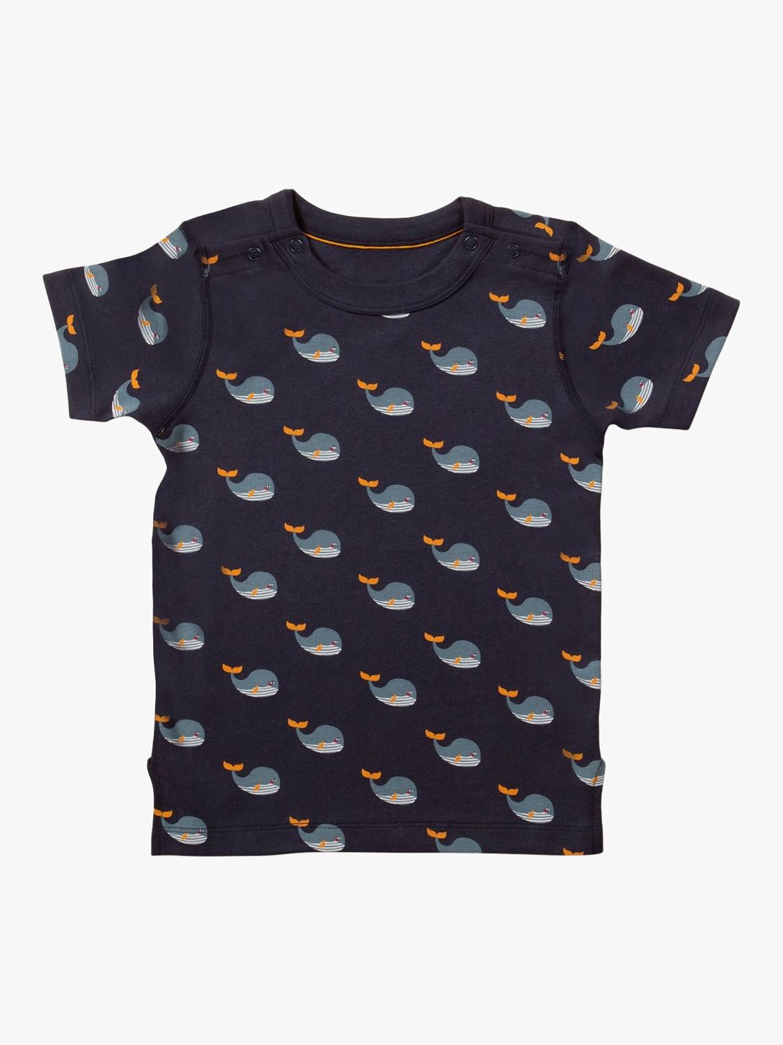 Little Green Radicals Kids' Adaptive Organic Cotton Whale Song Print T-Shirt, Navy