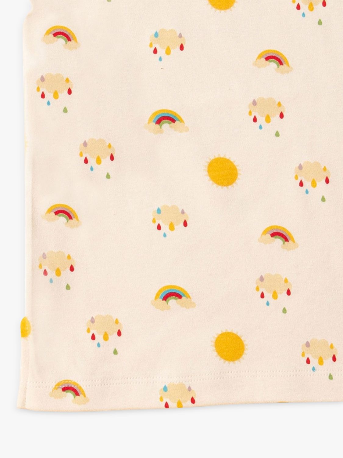 Little Green Radicals Kids' Adaptive Organic Cotton Sunshine & Rainbow Print T-Shirt, Cream, 18-24 months