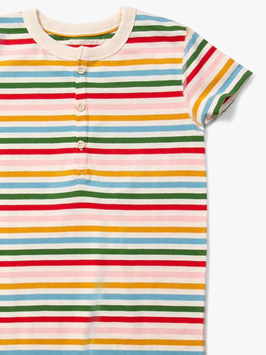 Little Green Radicals Kids' Adaptive Organic Cotton Summer Rainbow Striped Henley Tunic, Multi, 18-24 months