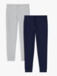 John Lewis ANYDAY Cotton Jersey Joggers, Pack of 2, Navy/Grey