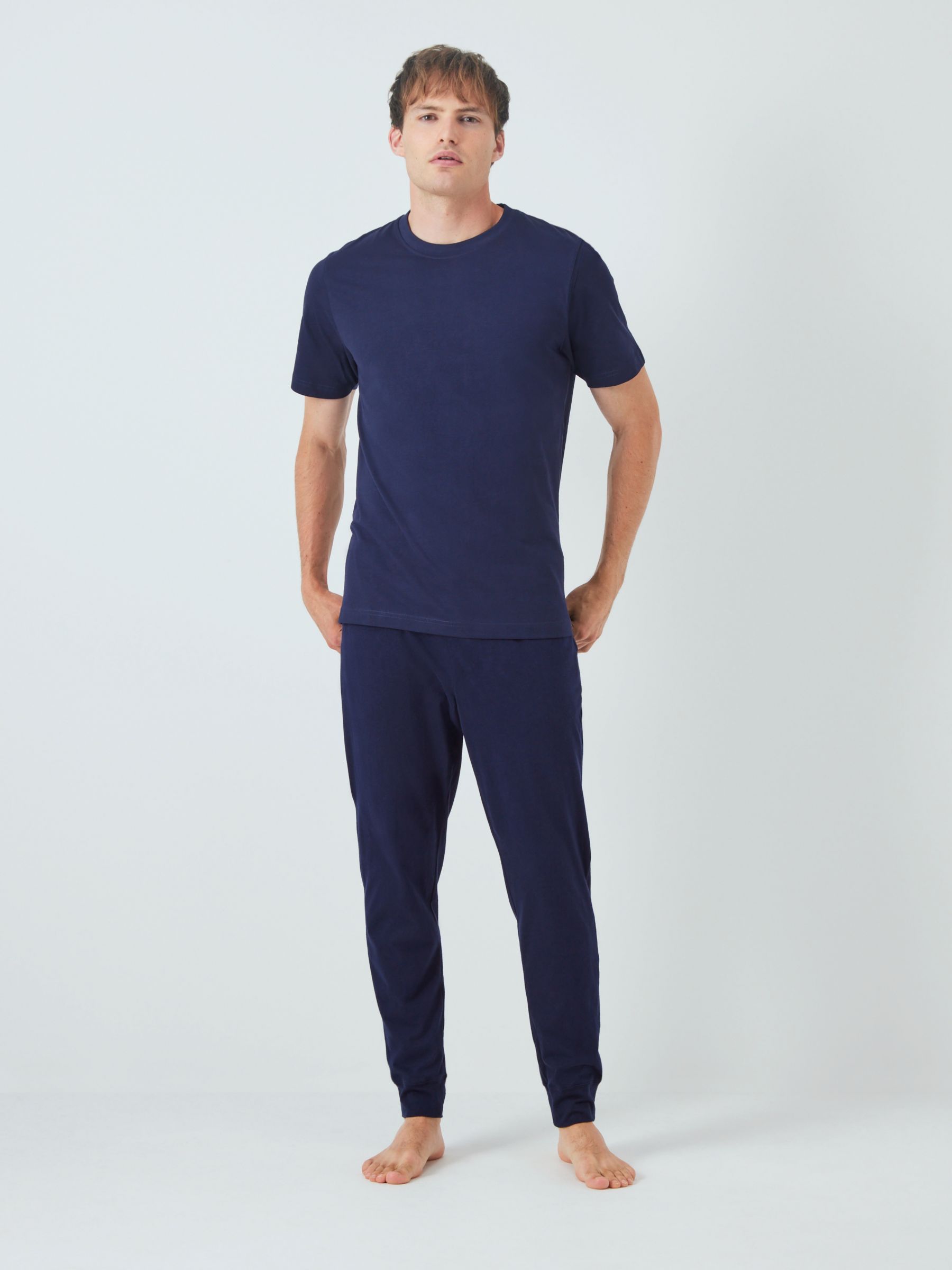 John Lewis ANYDAY Cotton Jersey Joggers, Pack of 2, Navy/Grey, XL