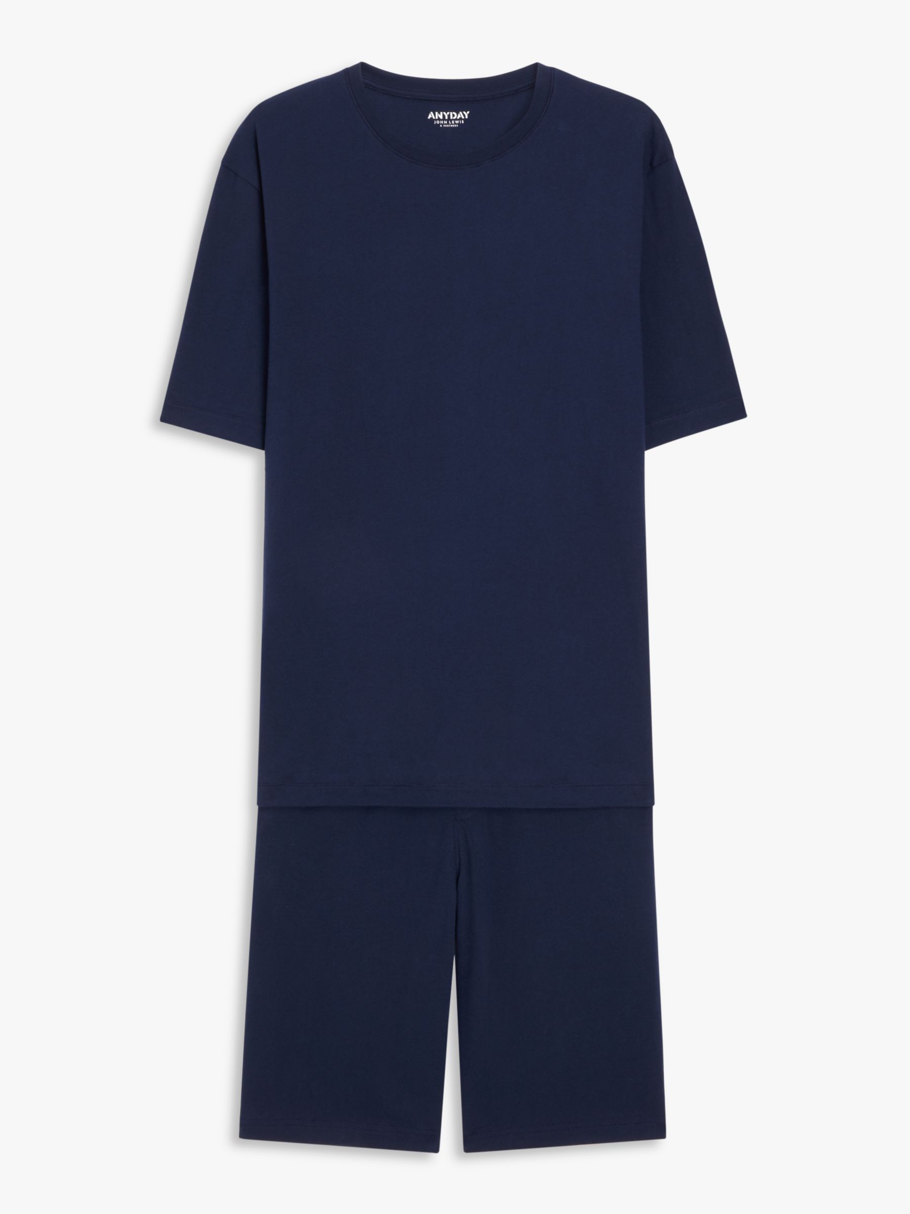 John Lewis ANYDAY Jersey T-Shirt & Shorts Pyjama Set, Navy, M