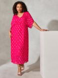 Live Unlimited Curve Lurex Embroidered Midi Dress, Pink, Pink