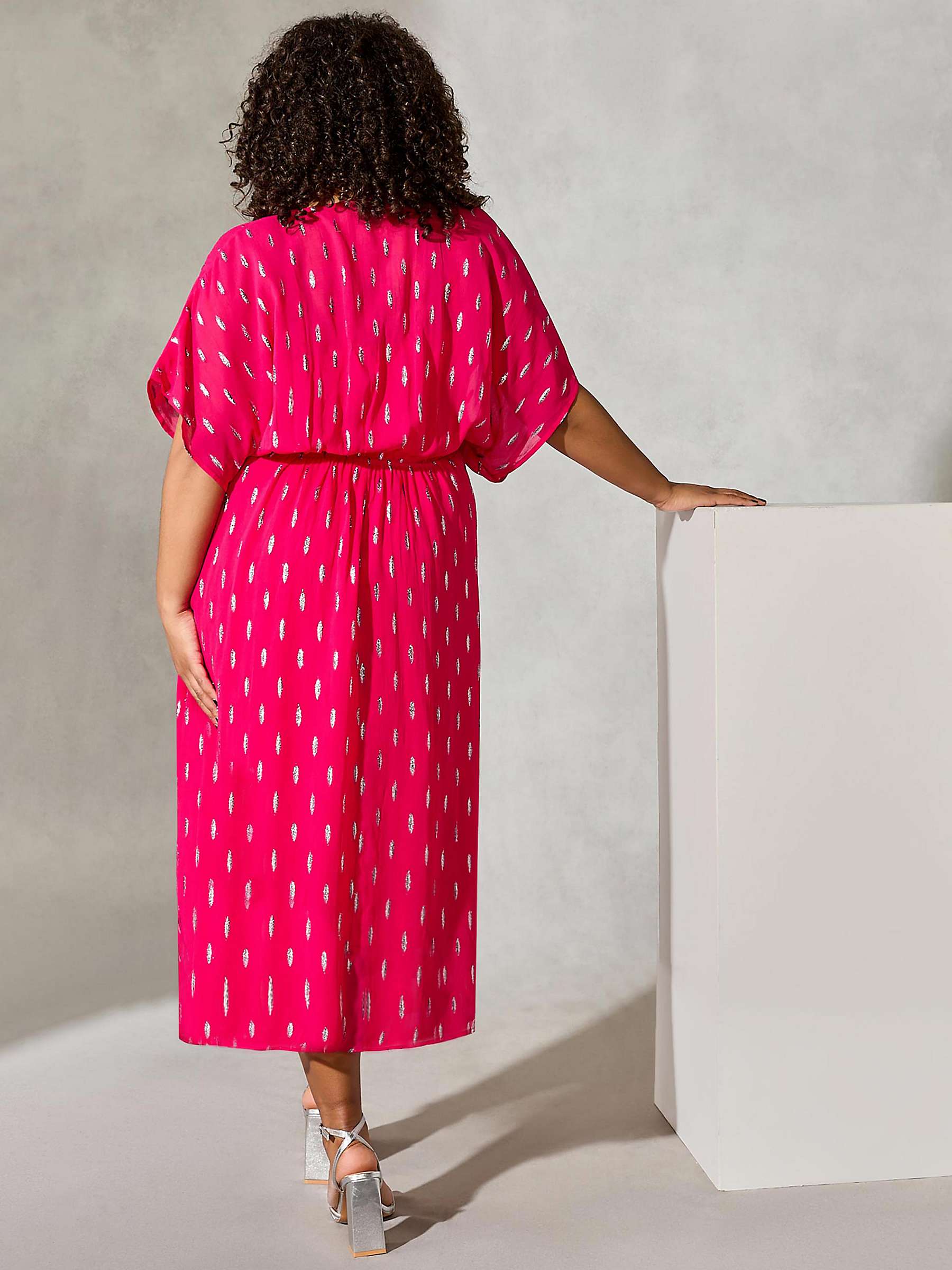 Buy Live Unlimited Curve Lurex Embroidered Midi Dress, Pink Online at johnlewis.com