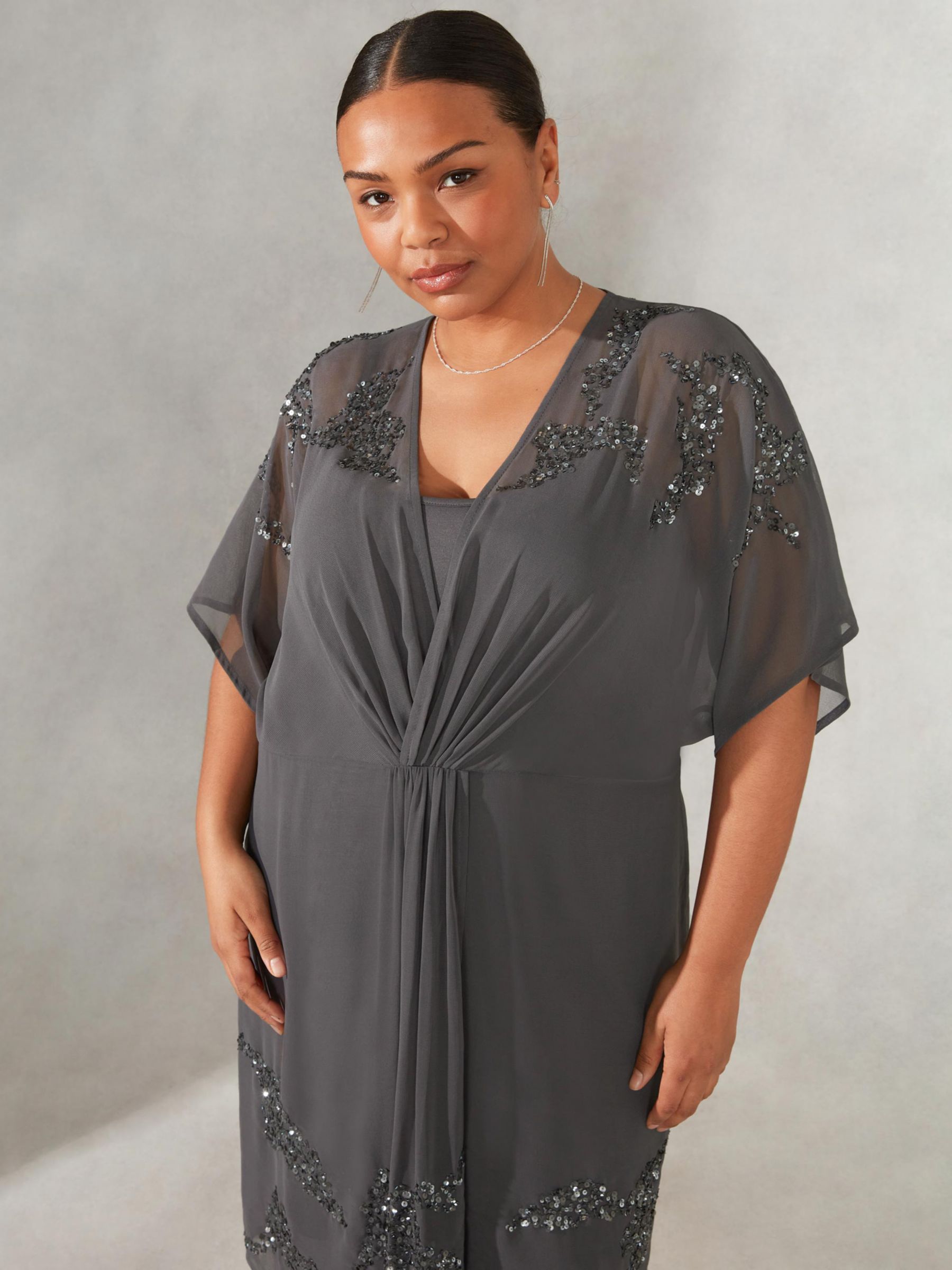 Buy Live Unlimited Curve Embellished Dress, Grey Online at johnlewis.com