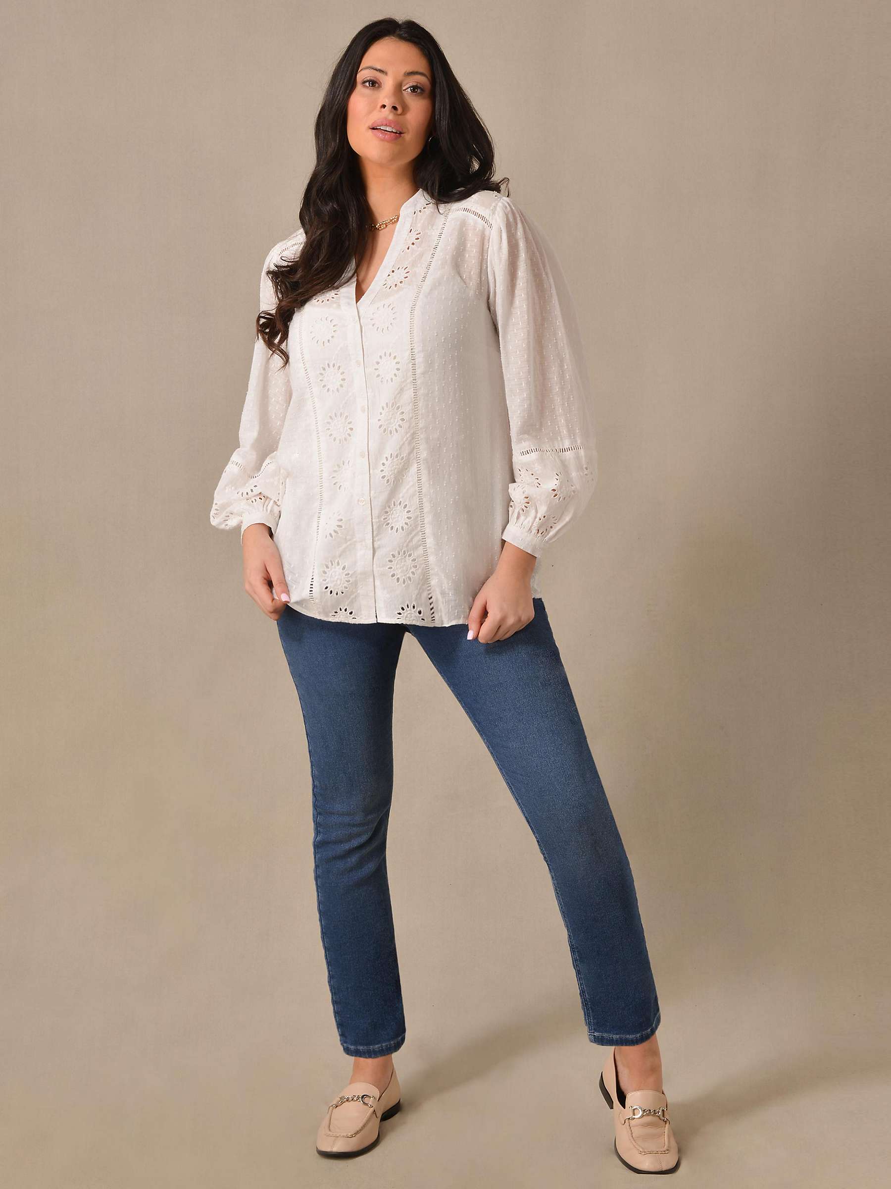 Buy Live Unlimited Curve Broderie Blouse, Ivory Online at johnlewis.com