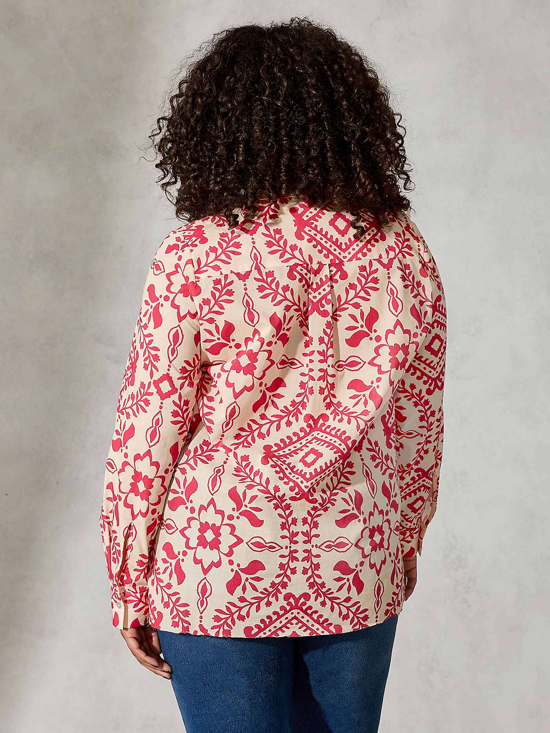 Buy Live Unlimited Curve Abstract Print Shirt, Pink/Cream Online at johnlewis.com