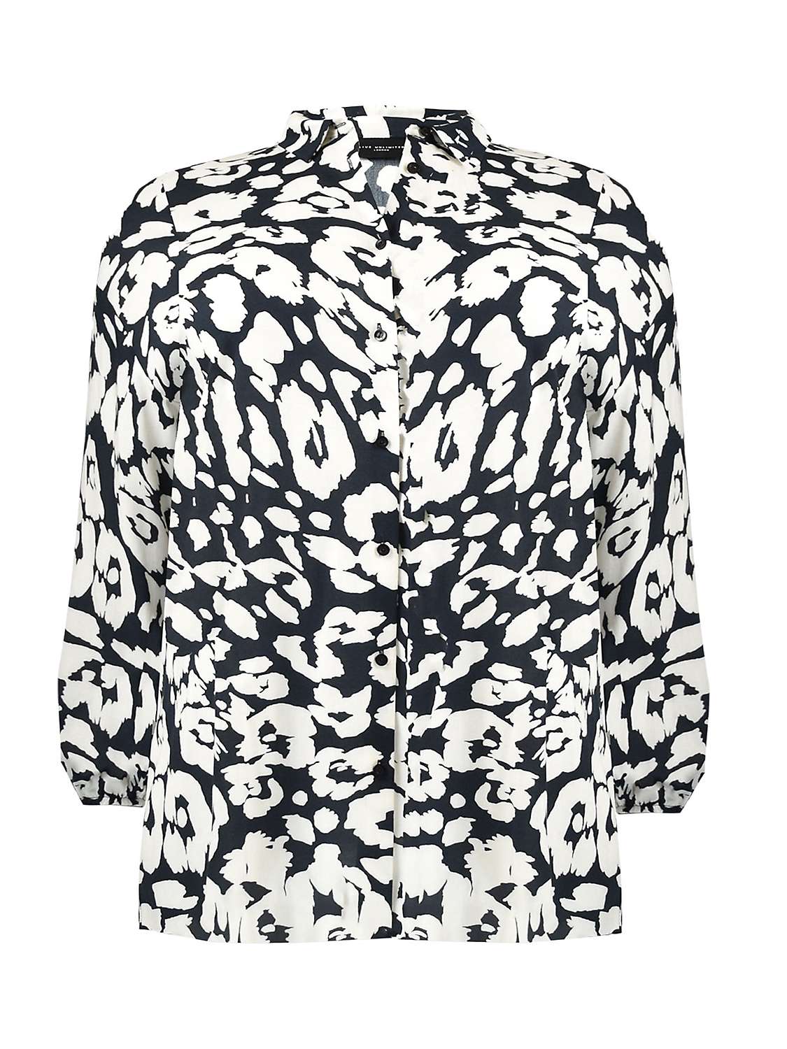 Buy Live Unlimited Curve Animal Print Resort Shirt, Black/White Online at johnlewis.com