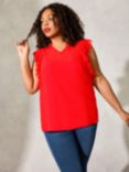 Live Unlimited Curve Dobby Ruffle Sleeve Blouse, Red