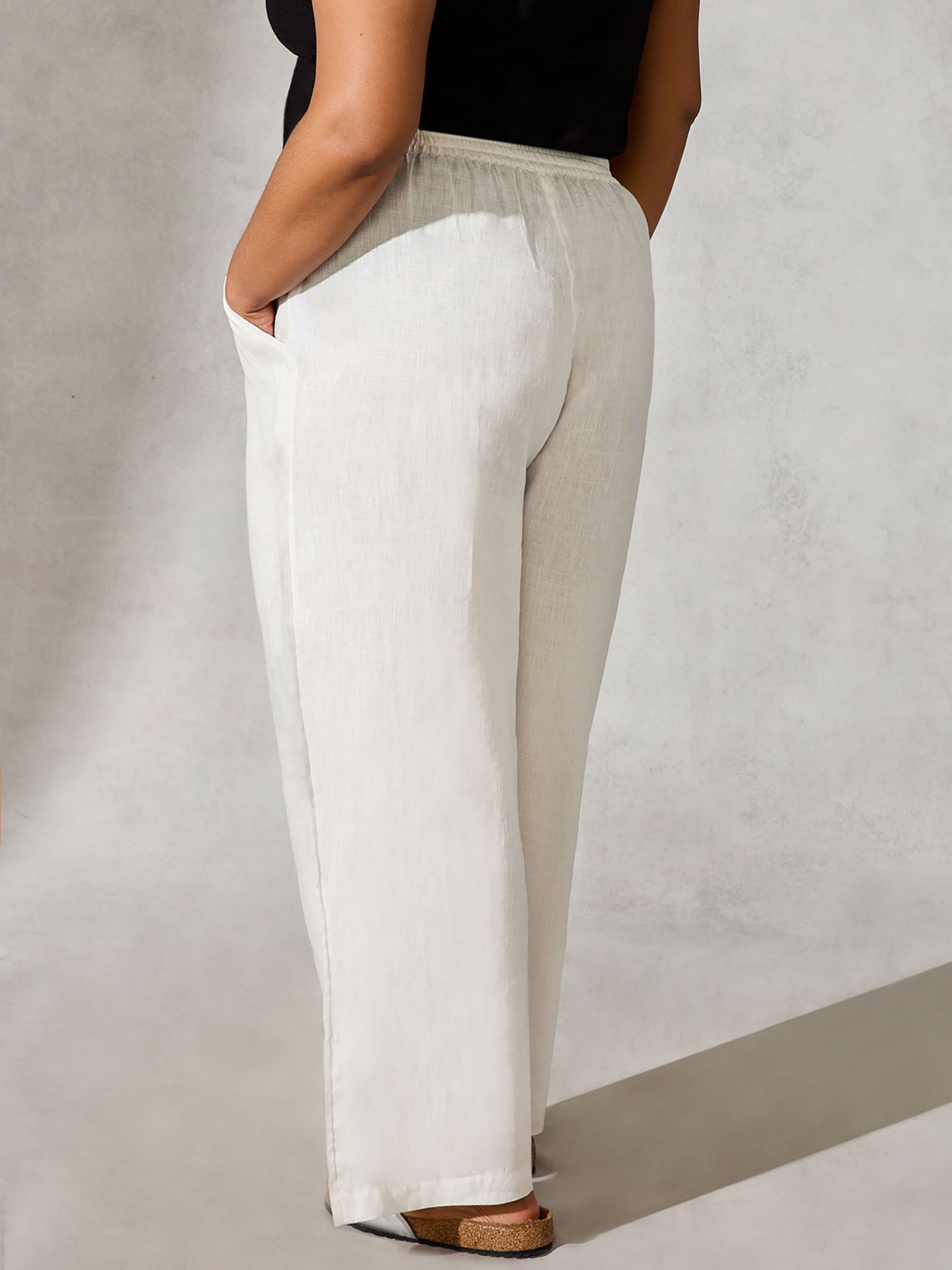 Live Unlimited Curve Plain Linen Trousers, White, 12