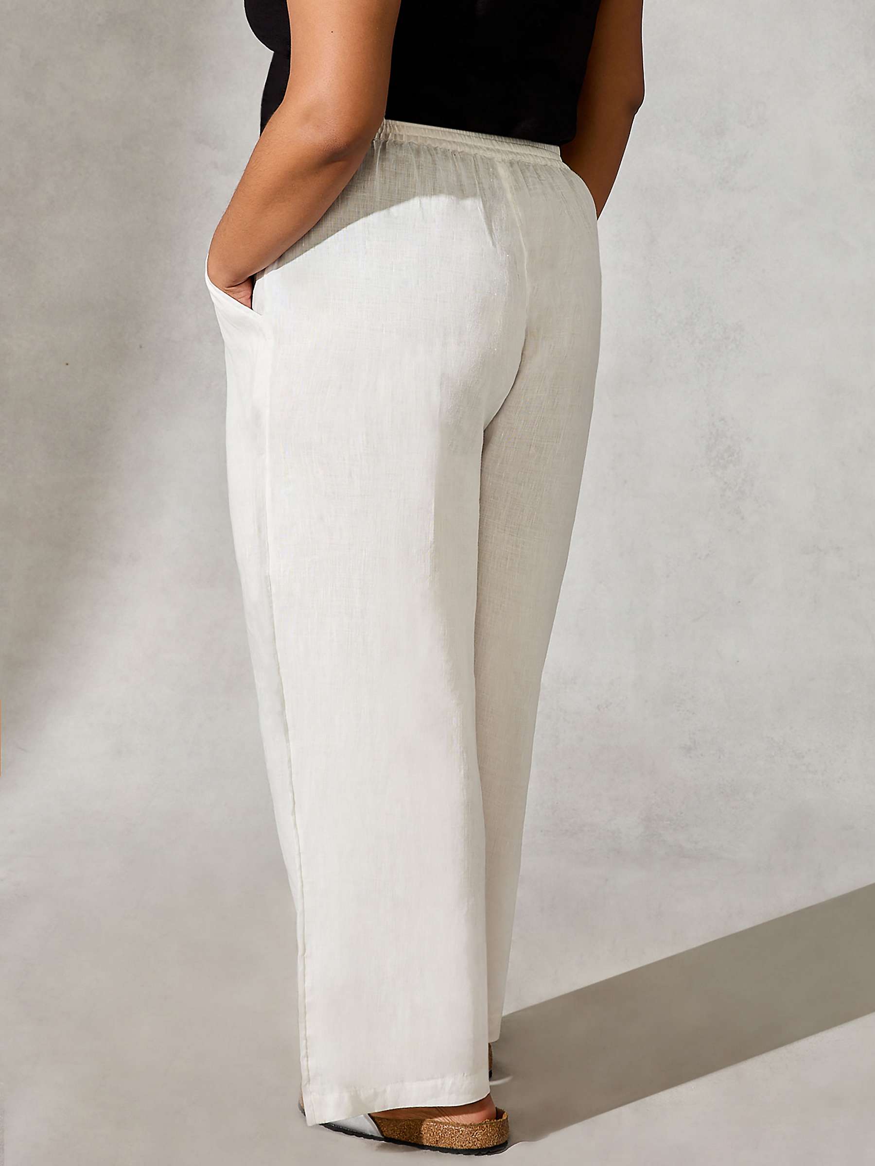 Buy Live Unlimited Curve Plain Linen Trousers, White Online at johnlewis.com