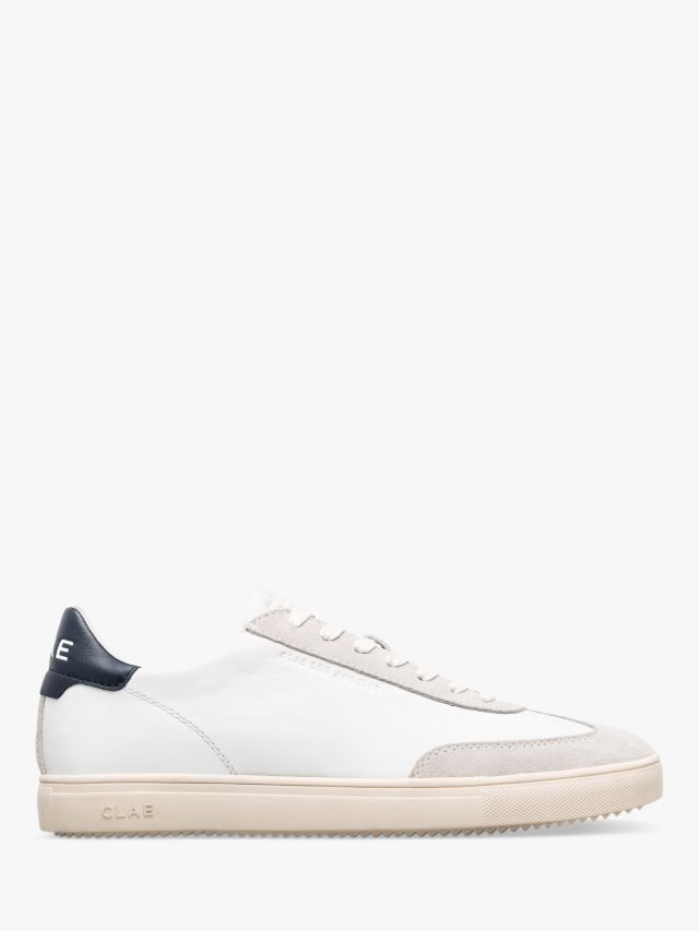 CLAE Deane Lace Up Suede Trainers, White, 7