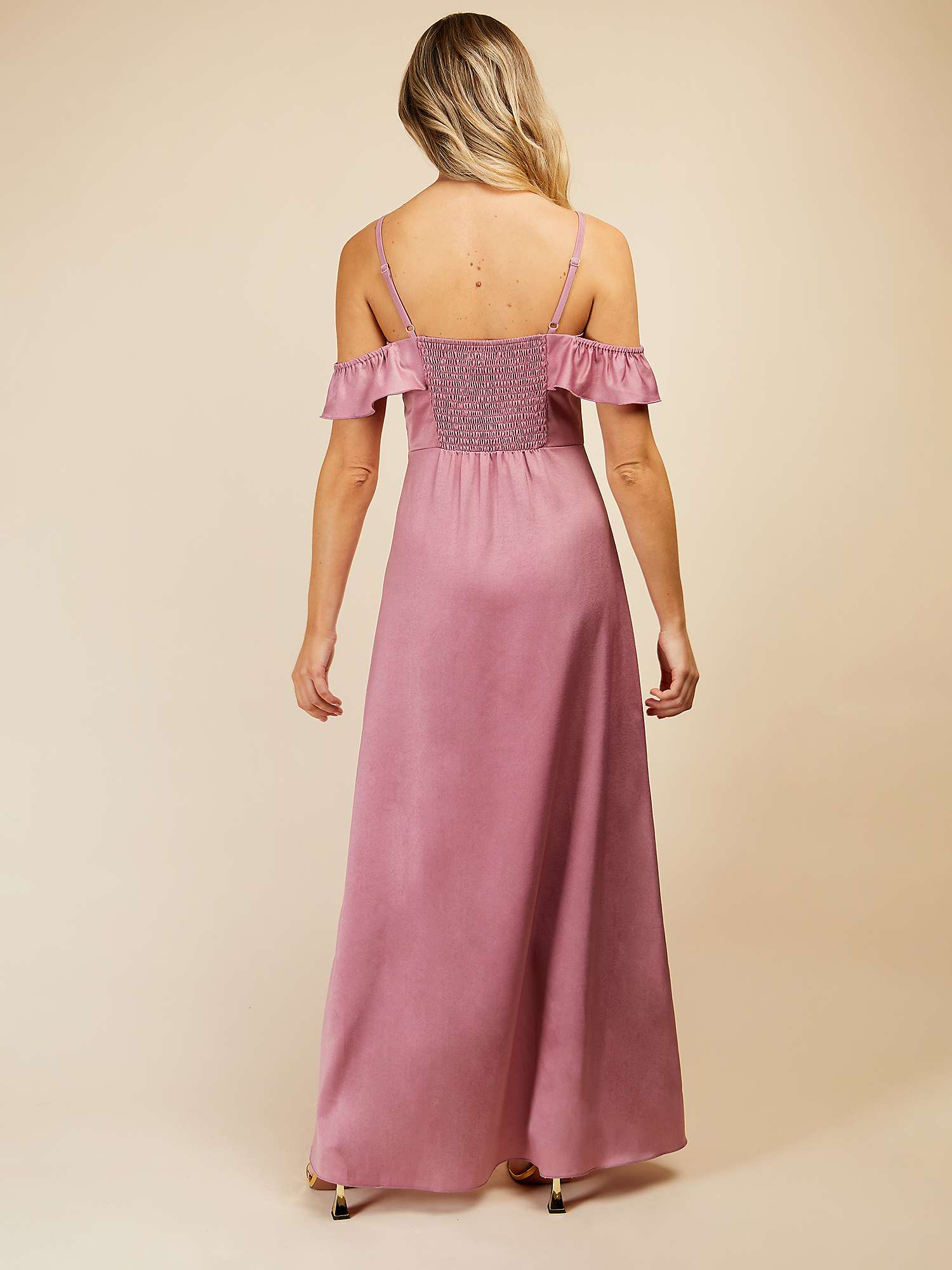 Buy Little Mistress Satin Drop Sleeve Maxi Bridesmaid Dress, Rose Quartz Online at johnlewis.com