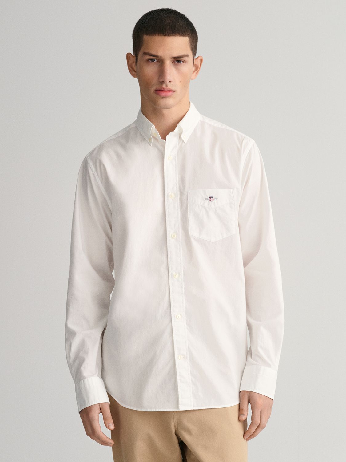 GANT Poplin Regular Fit Shirt, 110 White at John Lewis & Partners