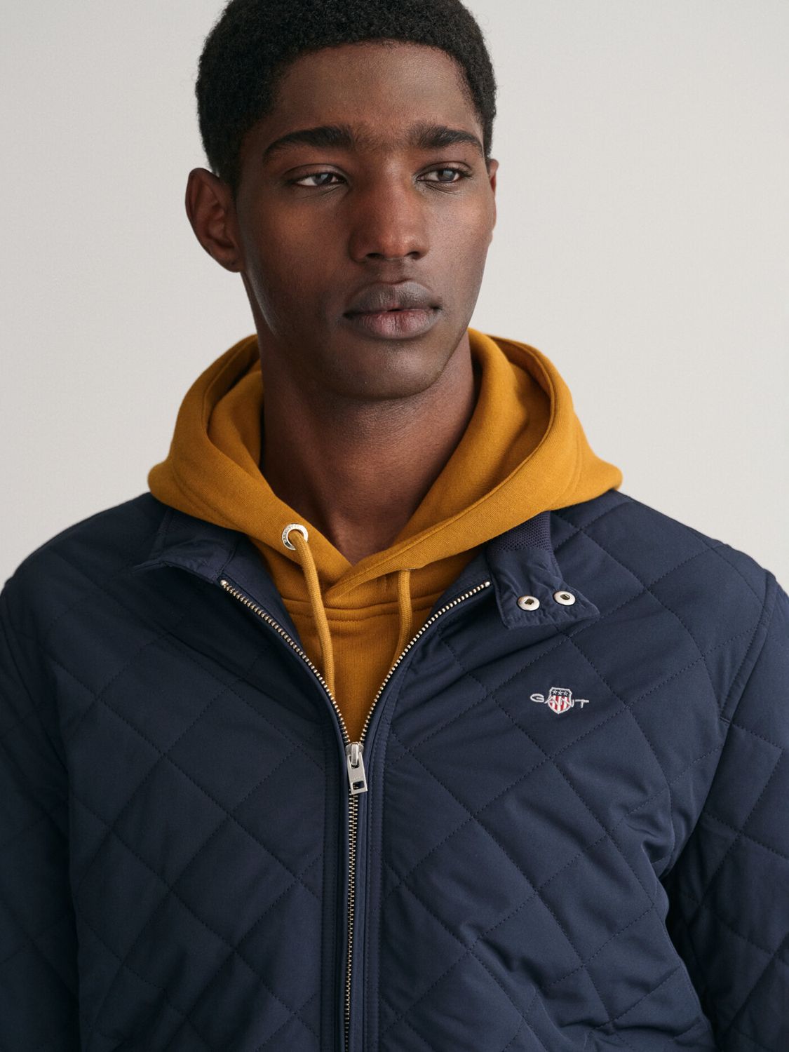 GANT Quilted Windcheater Jacket, Evening Blue at John Lewis & Partners