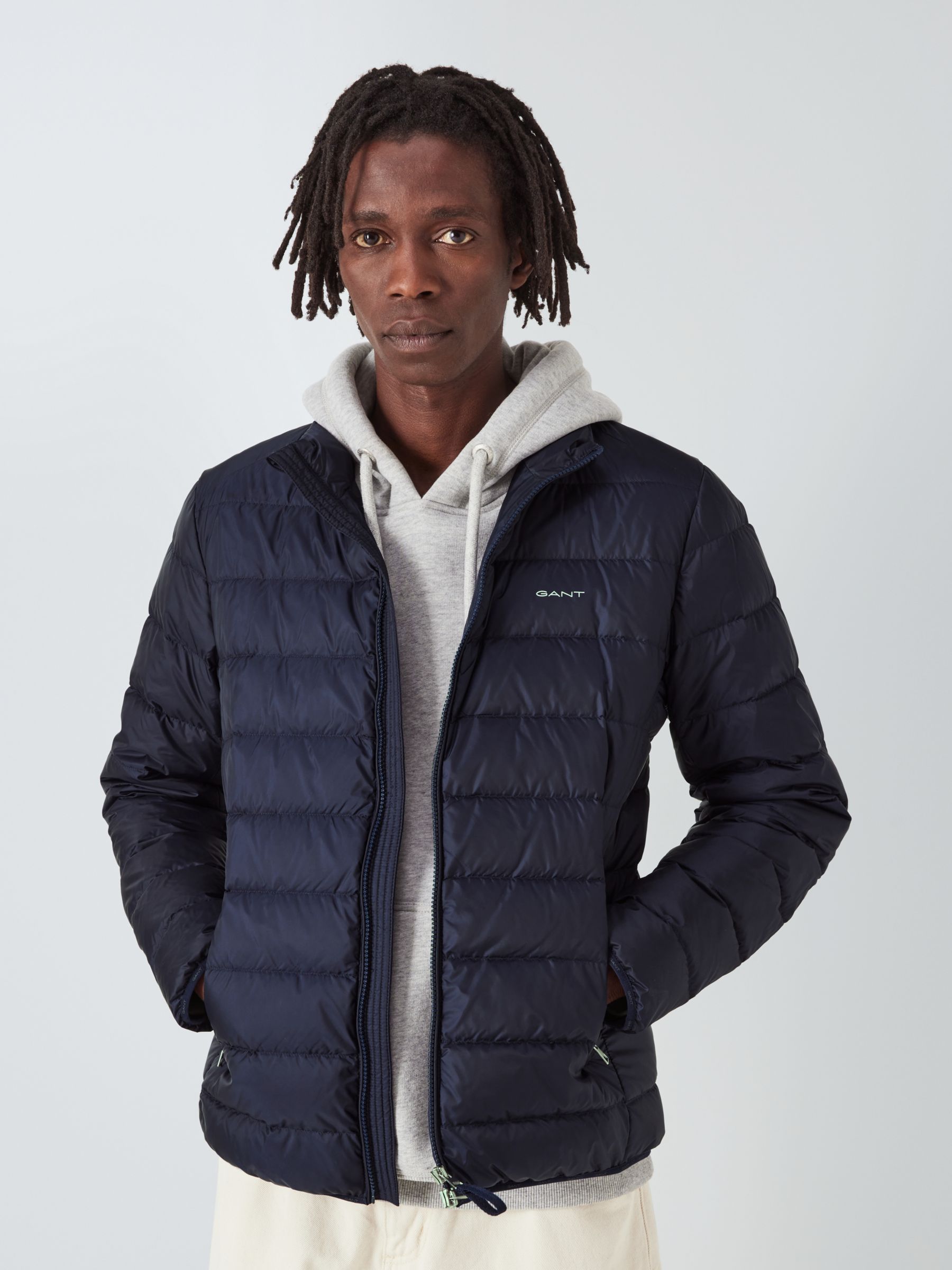 GANT Light Down Quilted Jacket, 433 Evening Blue at John Lewis & Partners
