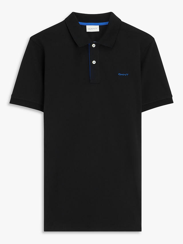 GANT Regular Contrast Pique Polo Shirt, Black