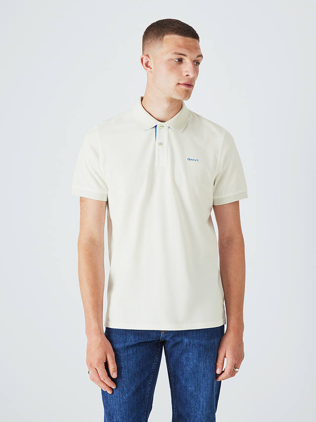 GANT Regular Contrast Pique Polo Shirt, White