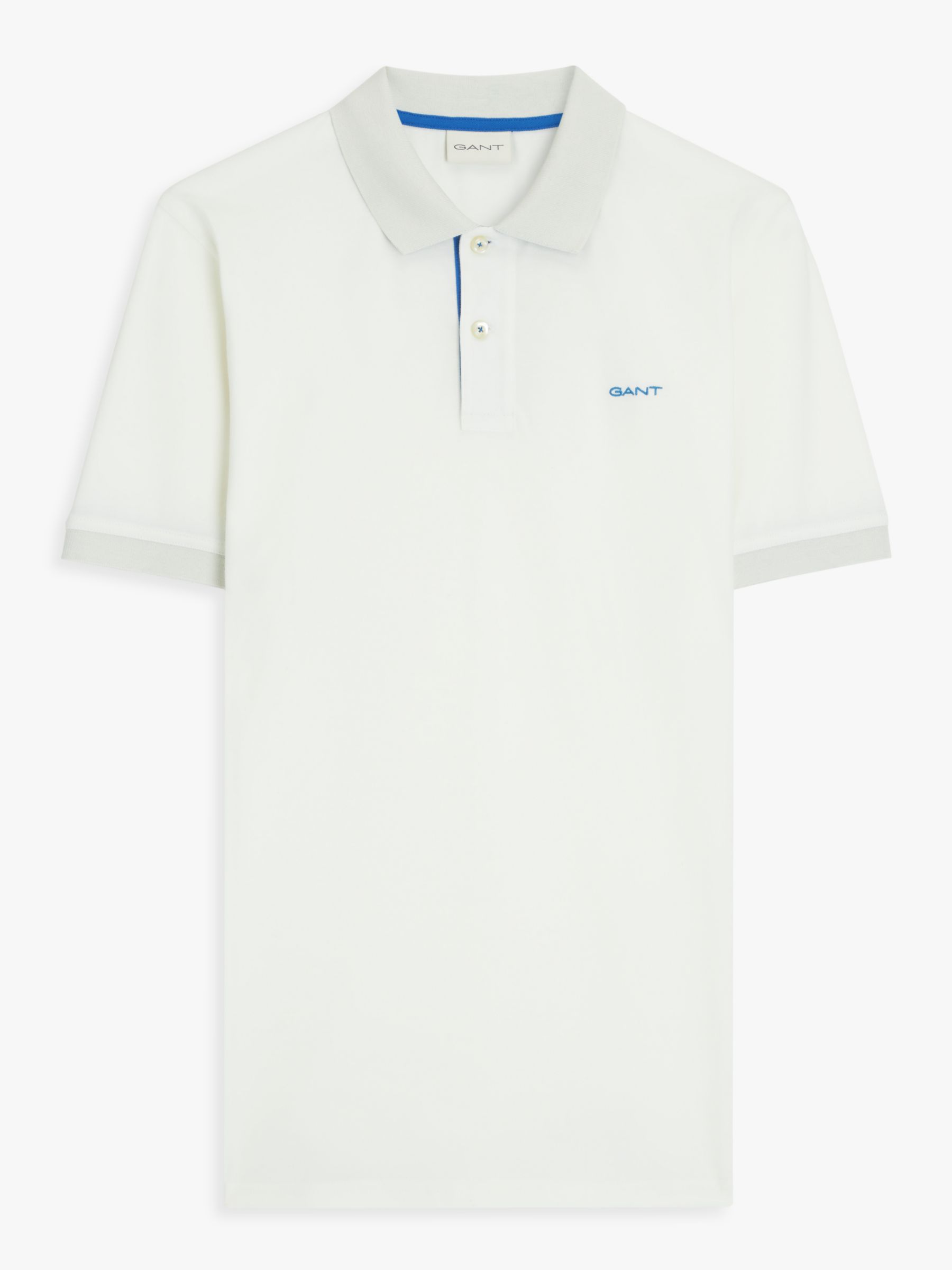 GANT Regular Contrast Pique Polo Shirt, White, M