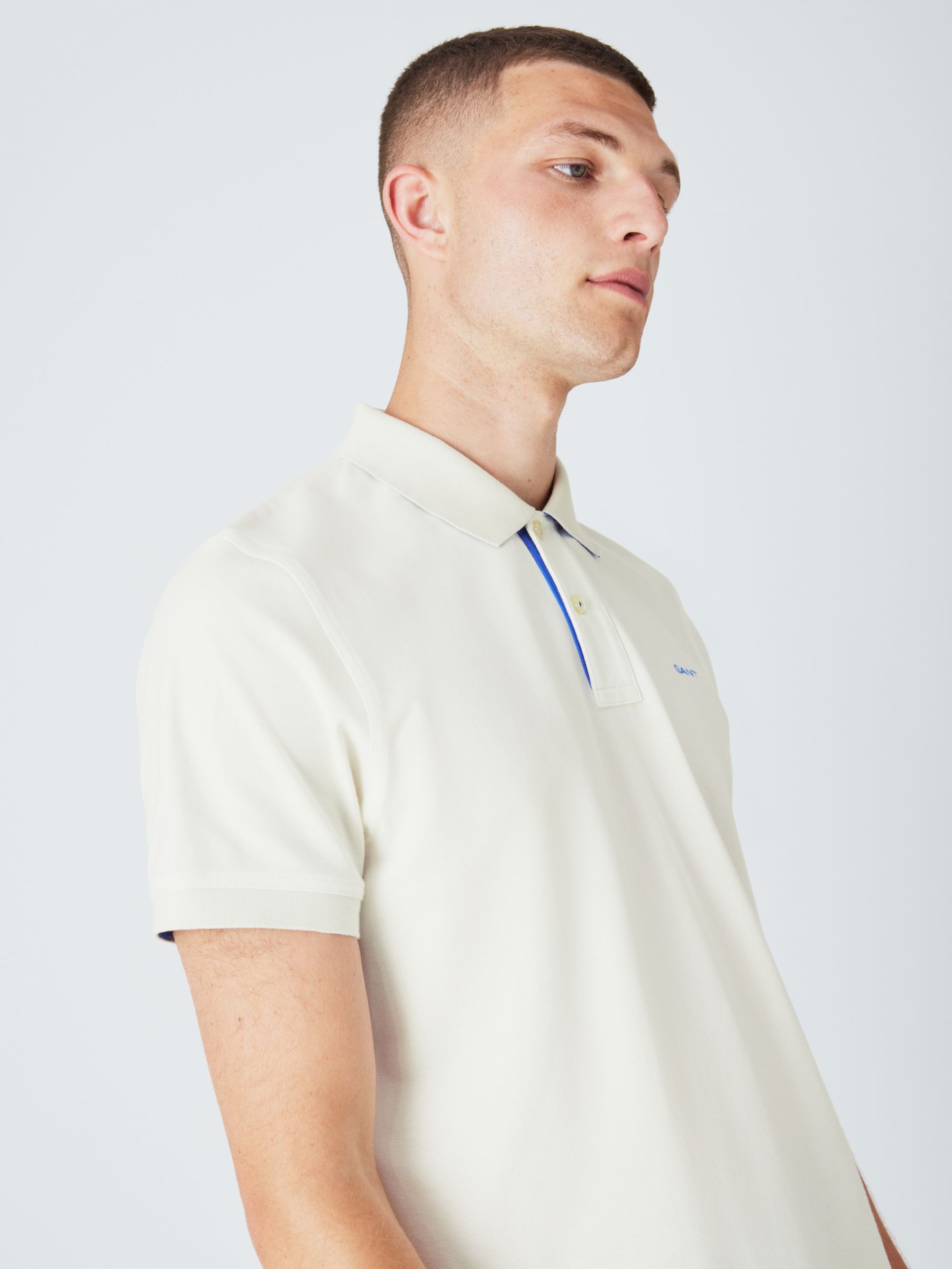 GANT Regular Contrast Pique Polo Shirt, White, M