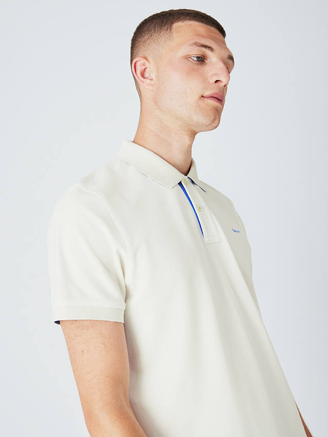 GANT Regular Contrast Pique Polo Shirt, White