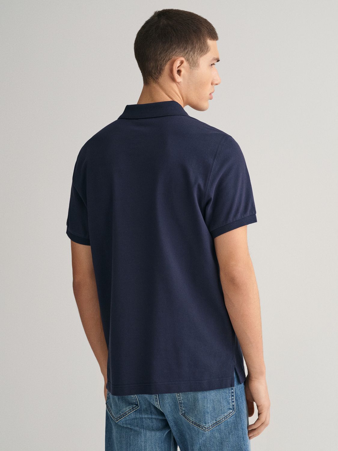GANT Regular Shield Short Sleeve Pique Polo Top, Evening Blue, M