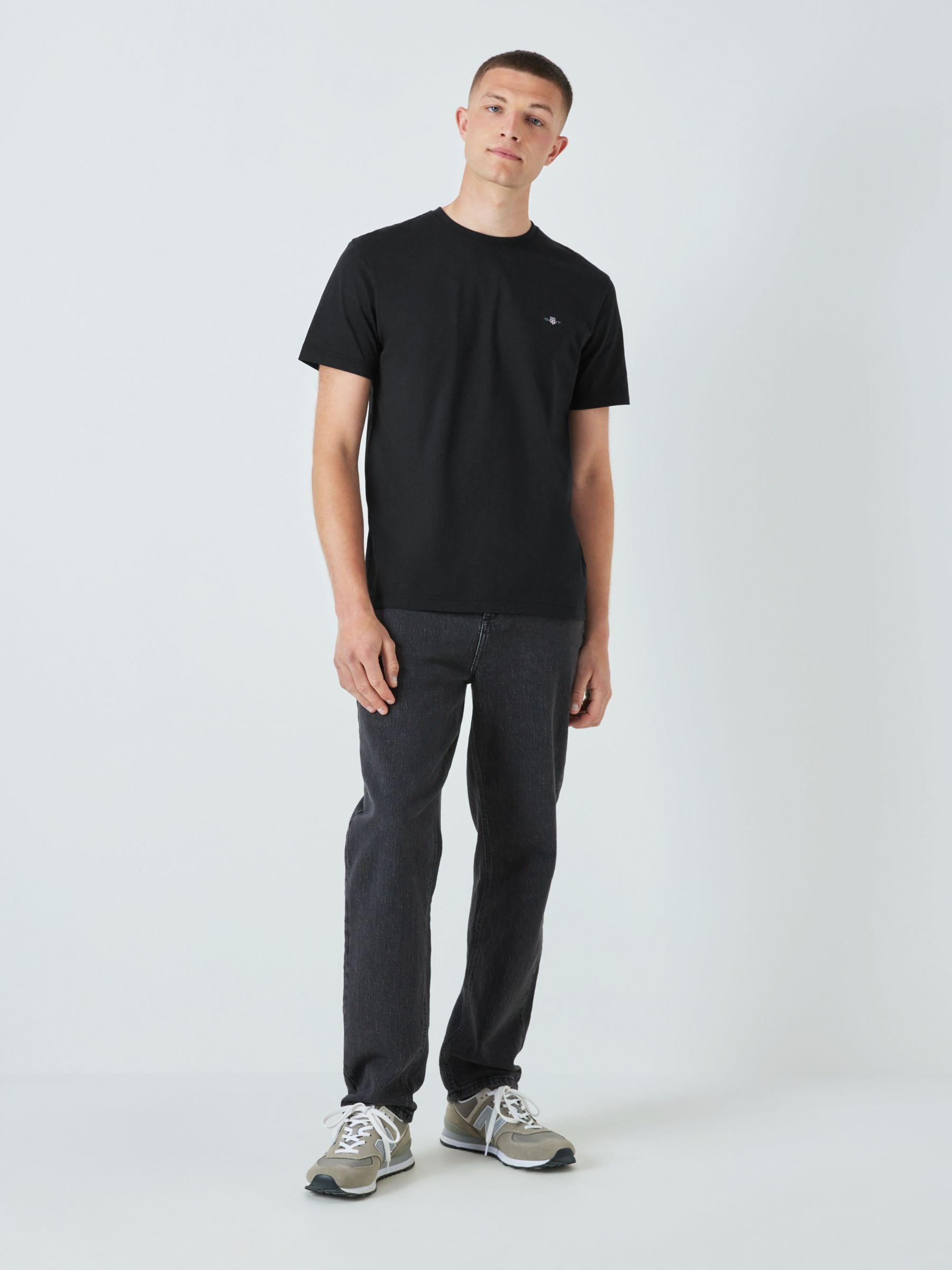 GANT Regular Shield Short Sleeve T-Shirt, Black at John Lewis & Partners