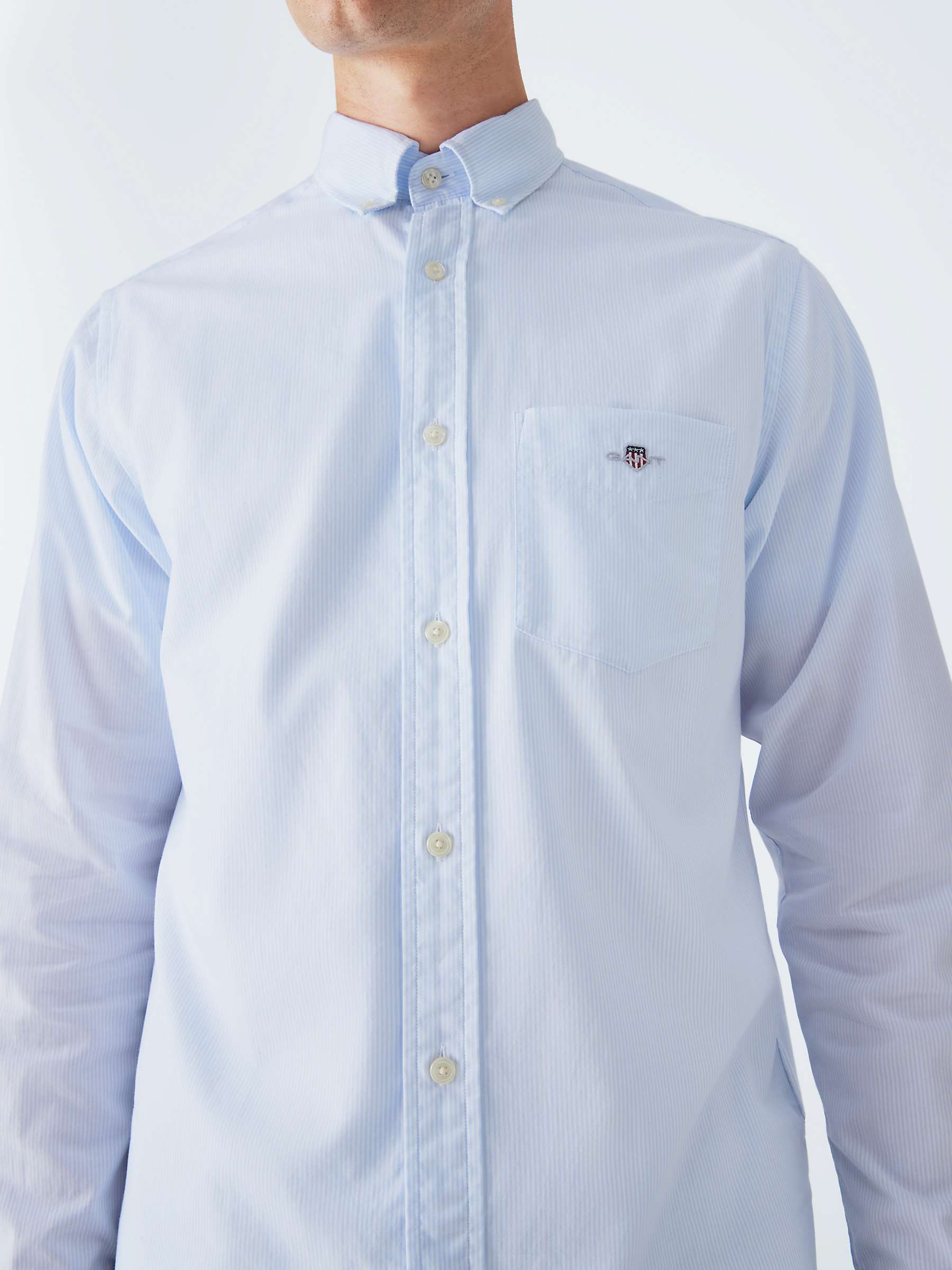 Buy GANT Poplin Banker Stripe Shirt, 455 Light Blue Online at johnlewis.com