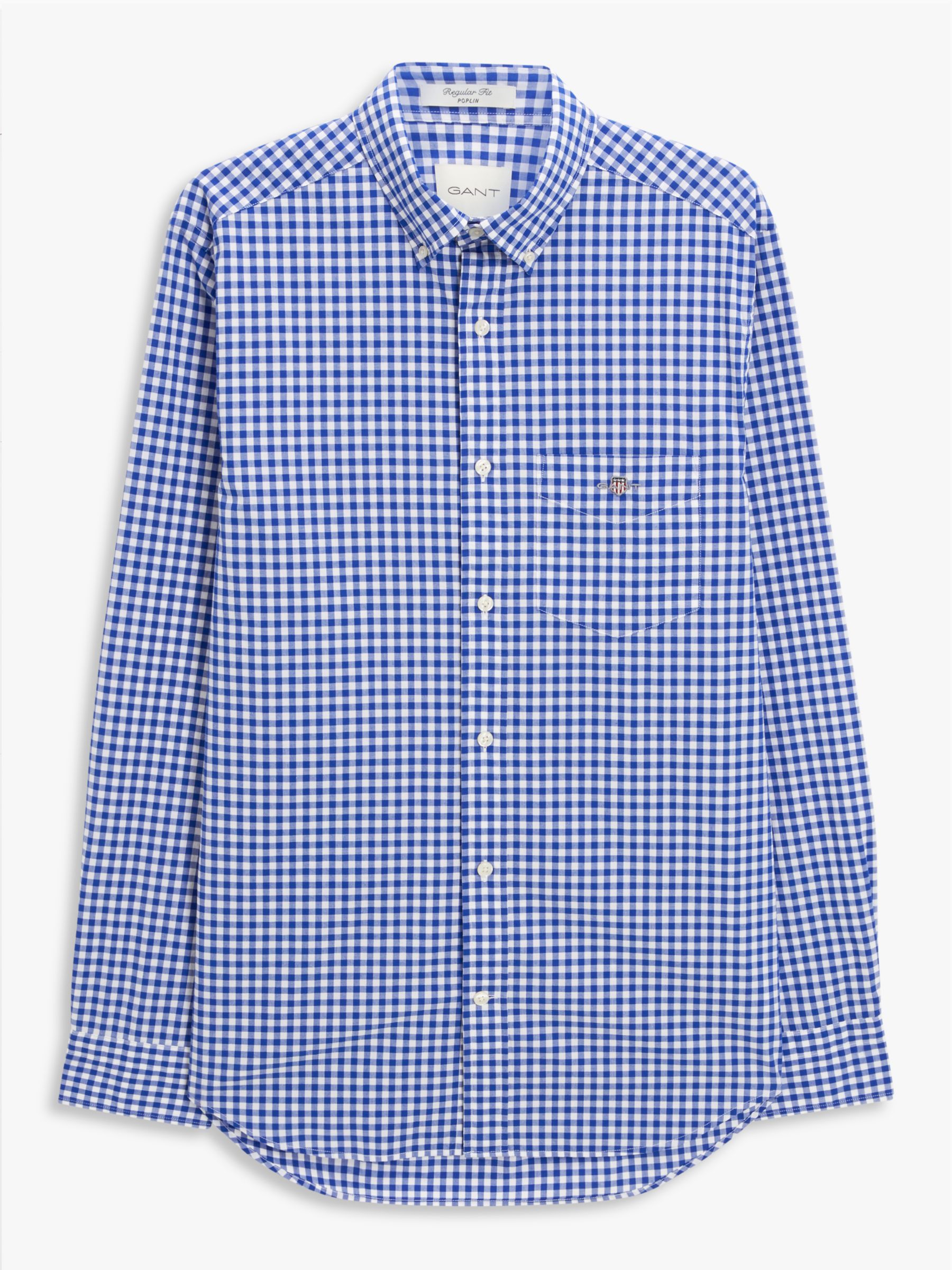 GANT Regular Fit Poplin Gingham Shirt, 436 College Blue, L