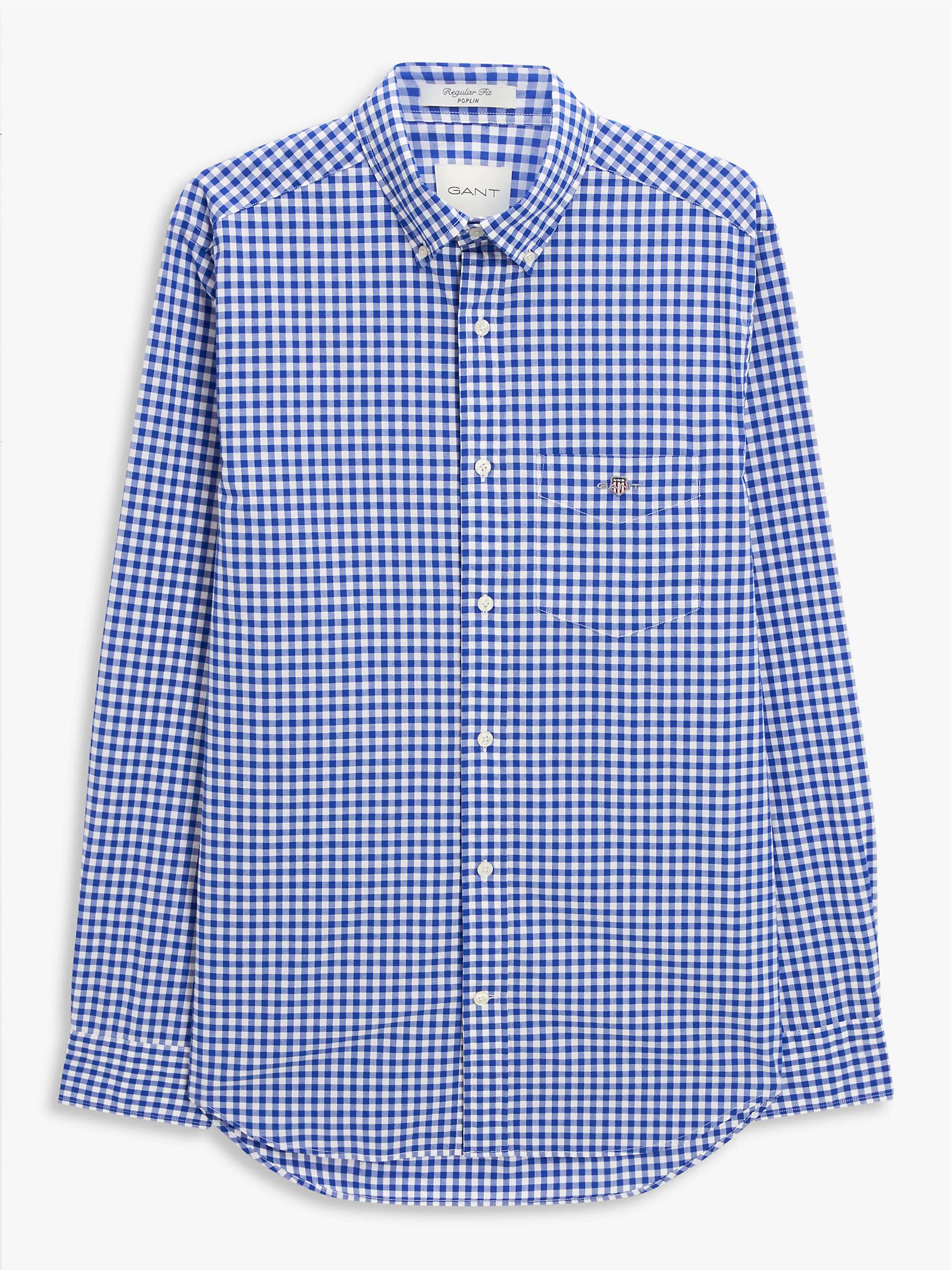 Buy GANT Regular Fit Poplin Gingham Shirt, 436 College Blue Online at johnlewis.com