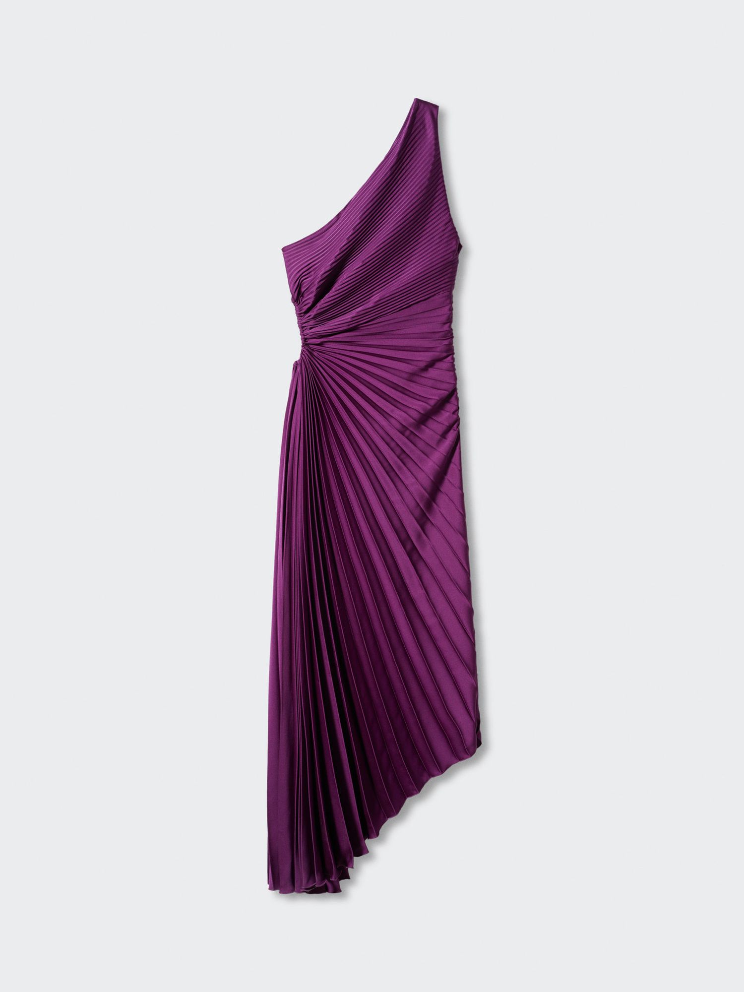 Mango Claudia Asymmetrical Pleated Dress, Medium Purple, 6