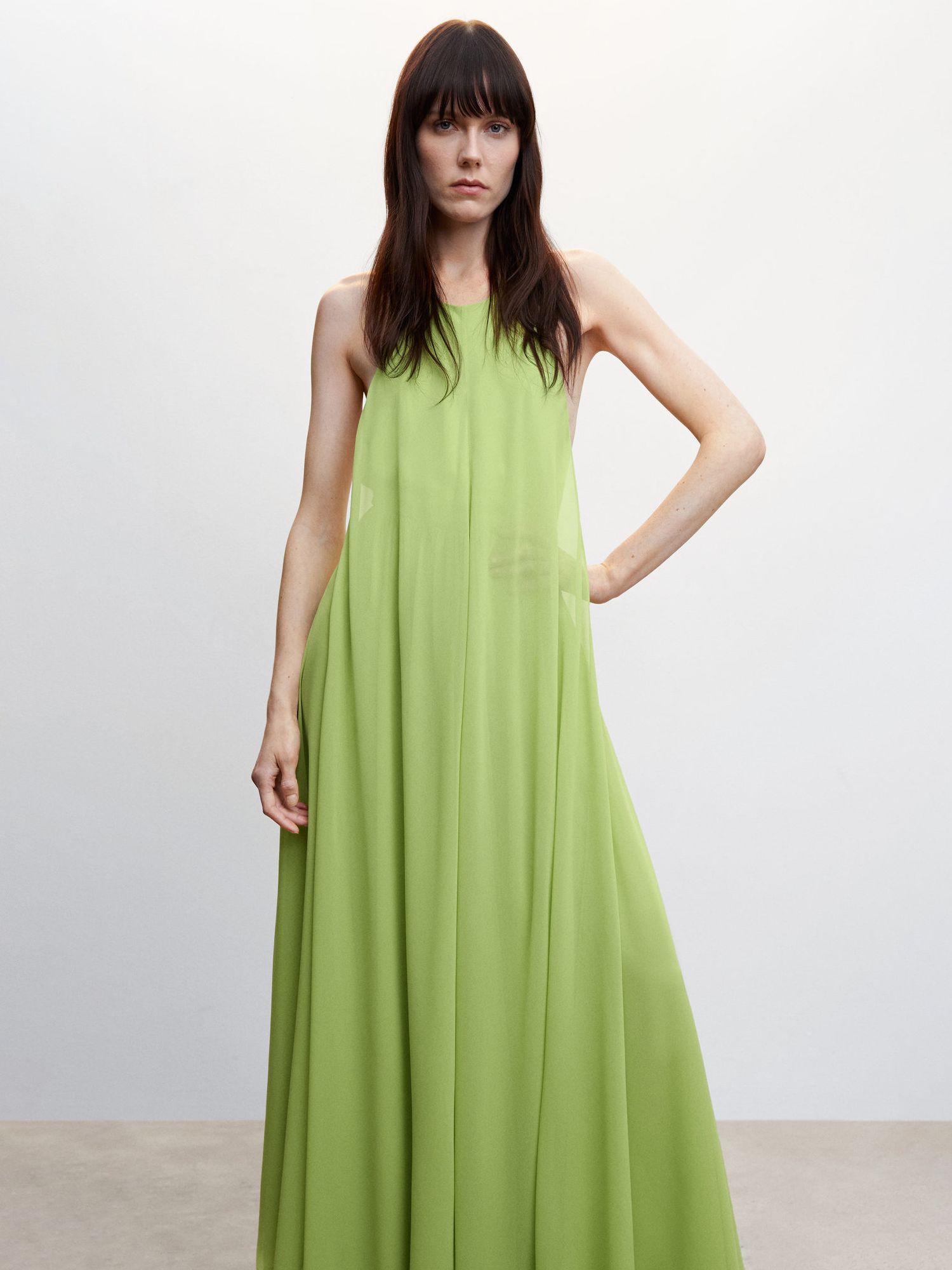 Mango Open Back Maxi Dress, Bright Green at John Lewis & Partners