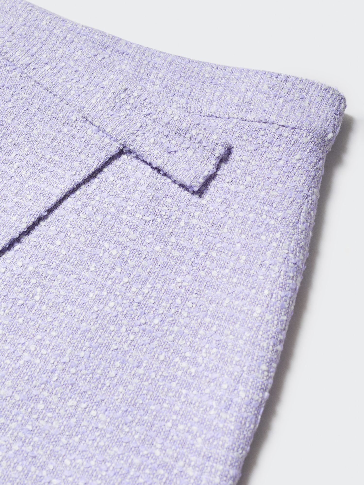 Mango Gigi Tweed Wrap Mini Skirt, Pastel Purple at John Lewis & Partners