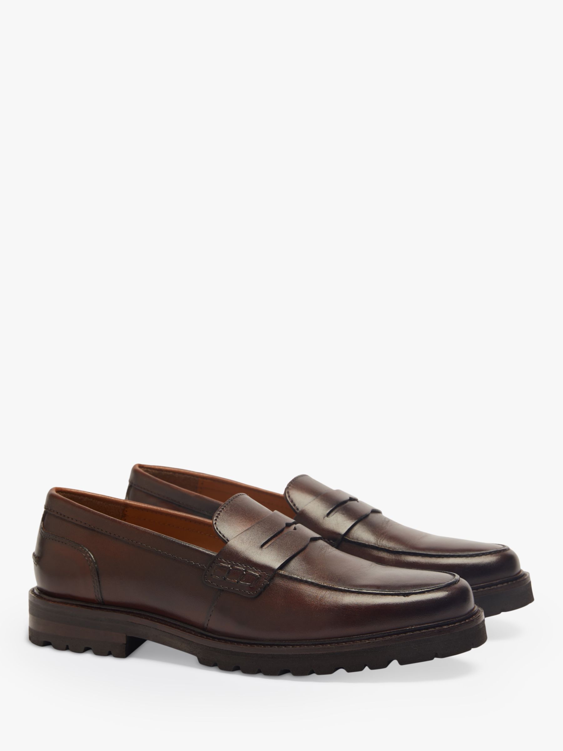 Moss Camden Chunky Leather Loafers, Brown, 6