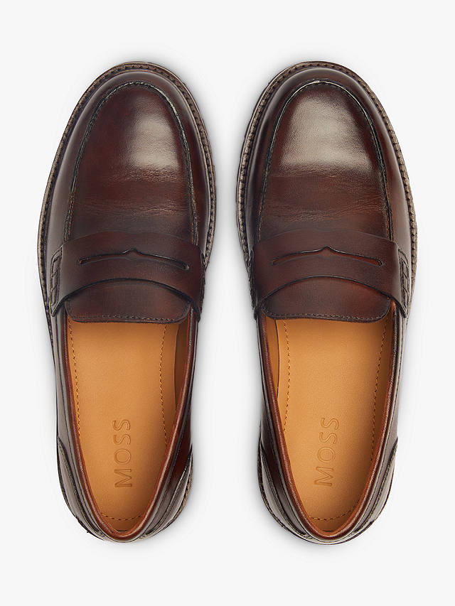 Moss Camden Chunky Leather Loafers, Brown
