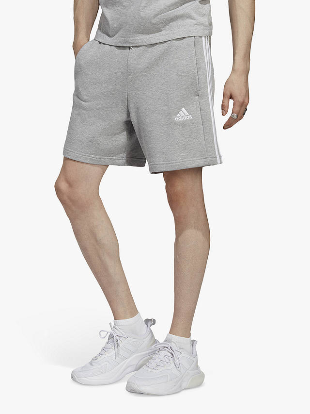 adidas French Terry 3-Stripes Shorts, Grey Heather
