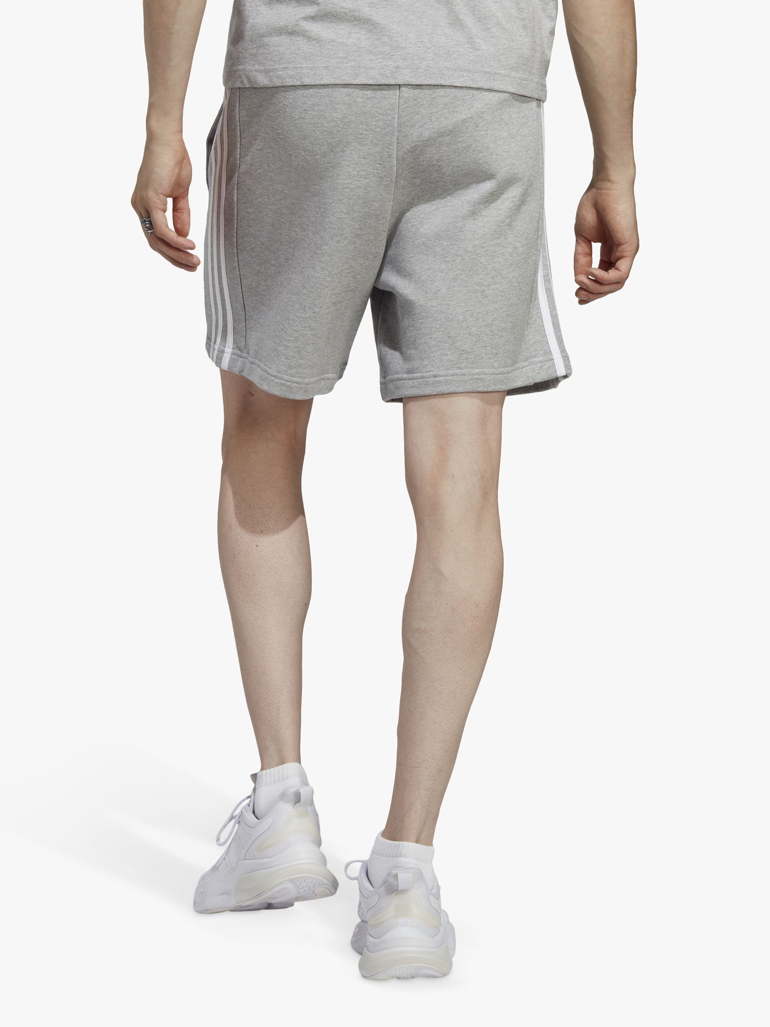 adidas French Terry 3-Stripes Shorts, Grey Heather, S