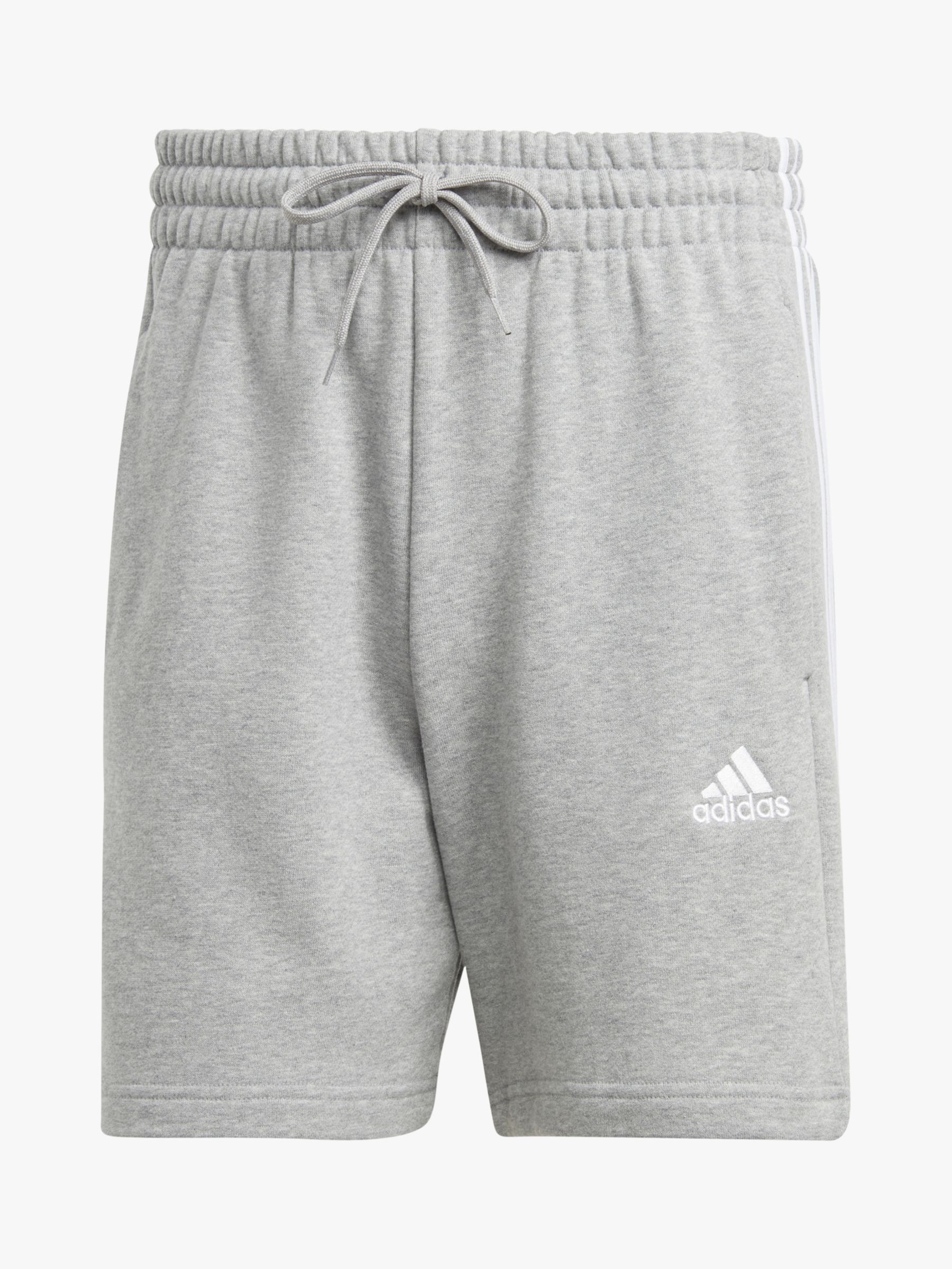 adidas French Terry 3-Stripes Shorts, Grey Heather, S